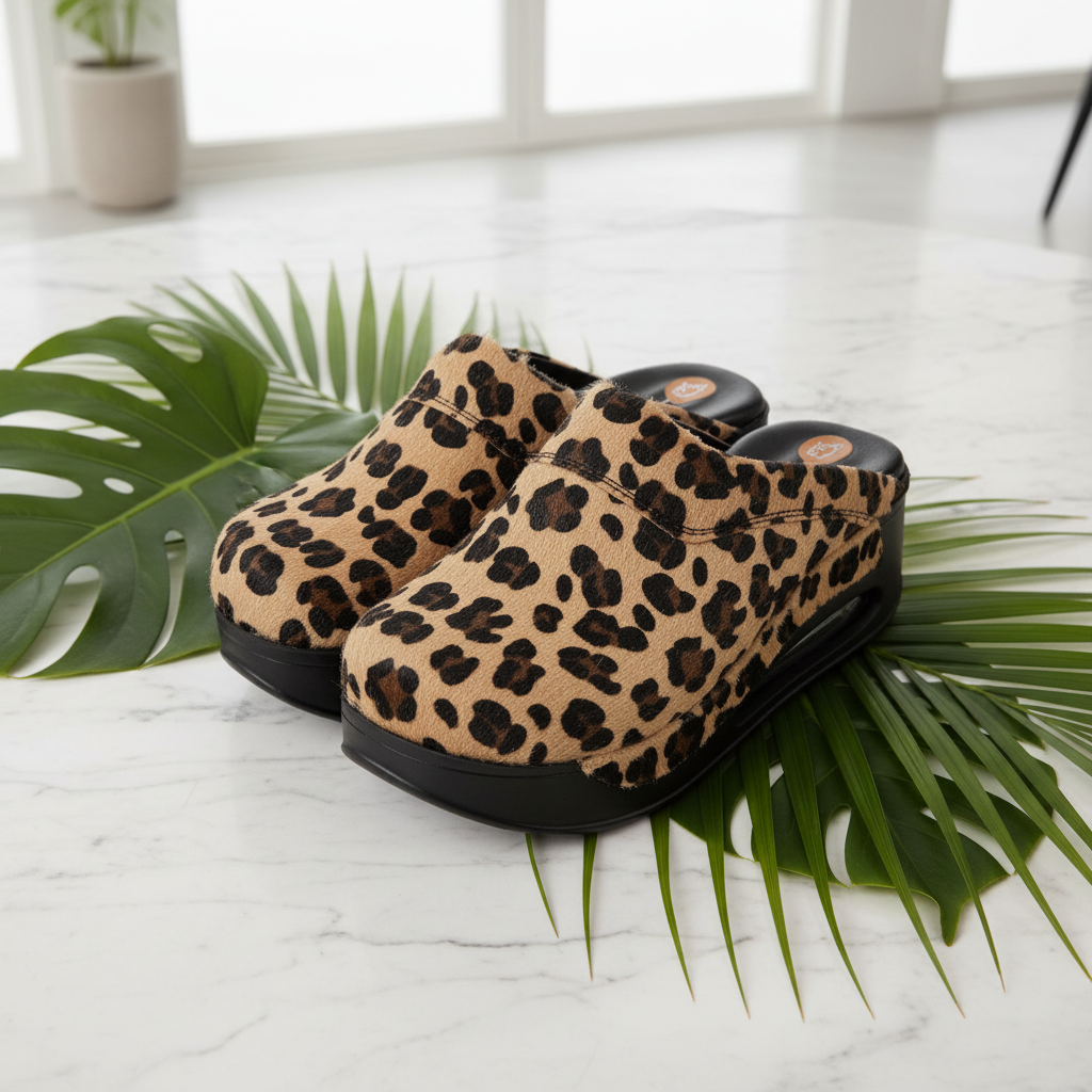 Leopard Print Cozy Clogs